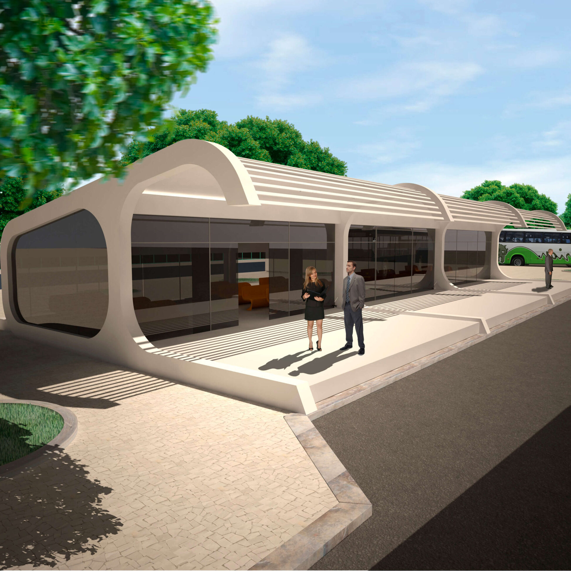 Terminal de ônibus Perspectiva esquerda